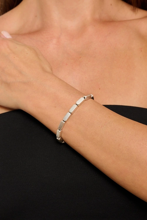 Kiraz Elastic Silver Plated Bracelet