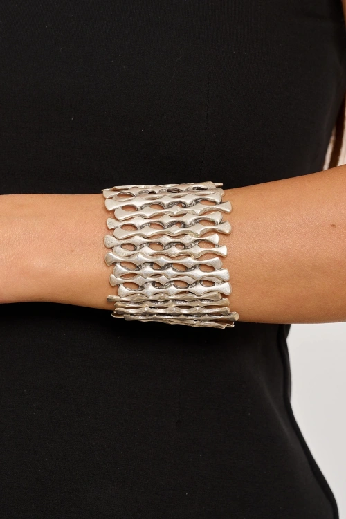 Kiraz Elastic Silver Plated Bracelet