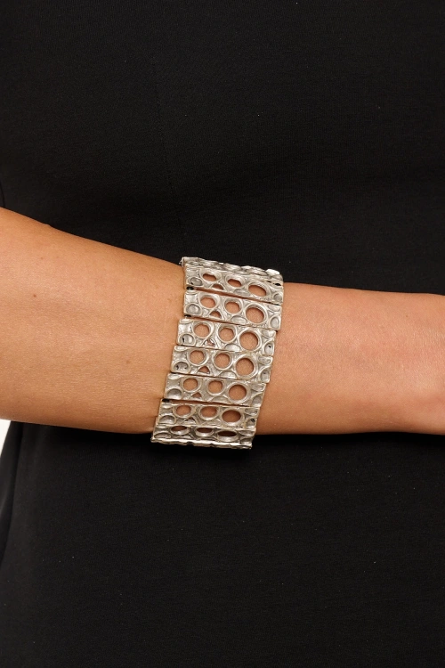 Kiraz Elastic Silver Plated Bracelet