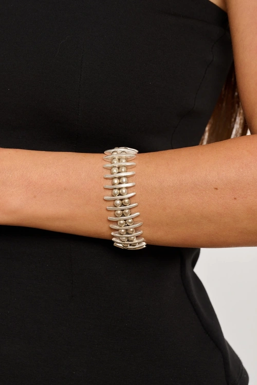 Kiraz Elastic Silver Plated Bracelet
