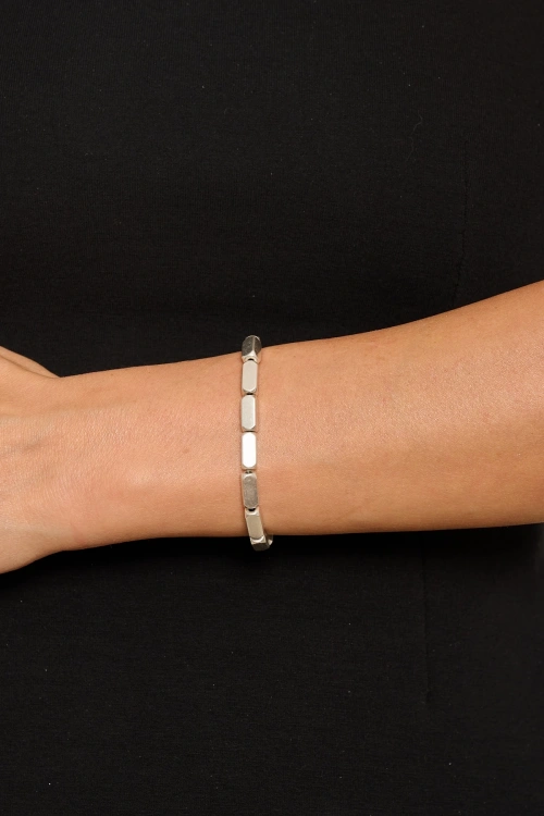 Kiraz Elastic Silver Plated Bracelet