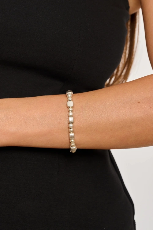Kiraz Elastic Silver Plated Bracelet