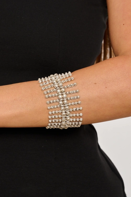 Kiraz Elastic Silver Plated Bracelet