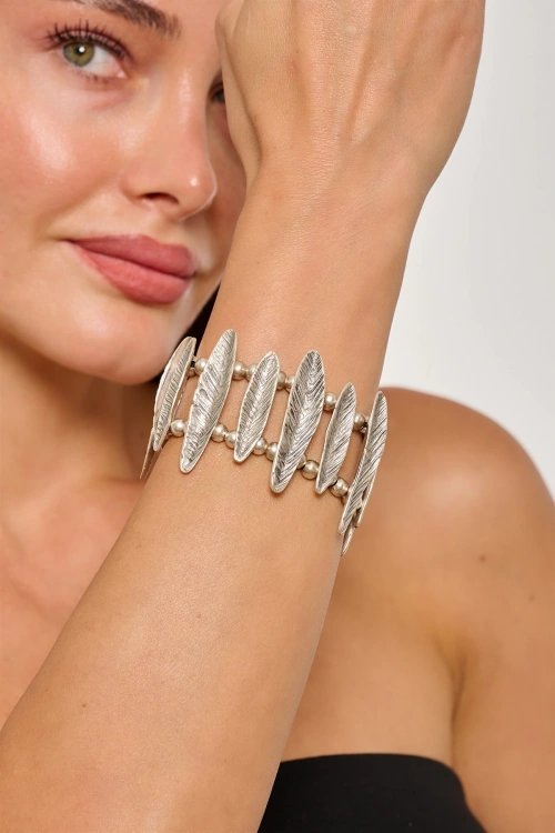 Kiraz Elastic Silver Plated Bracelet
