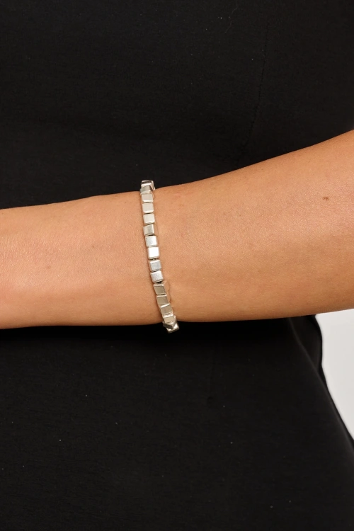 Kiraz Elastic Silver Plated Bracelet