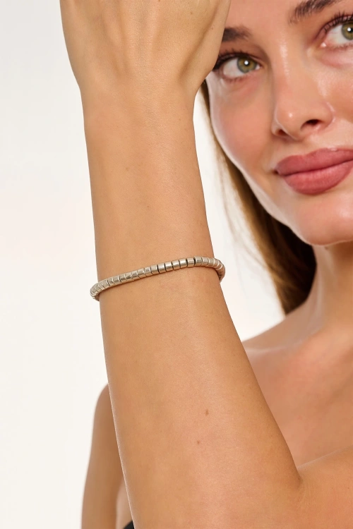 Kiraz Elastic Silver Plated Bracelet