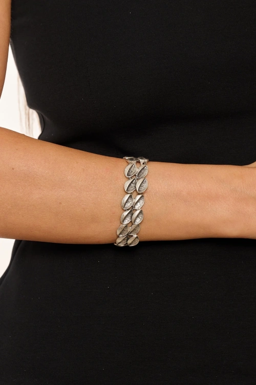 Kiraz Elastic Silver Plated Bracelet