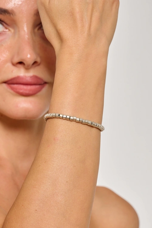 Kiraz Elastic Silver Plated Bracelet
