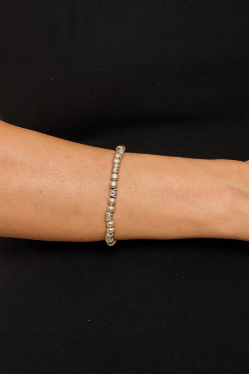 Kiraz Elastic Silver Plated Bracelet