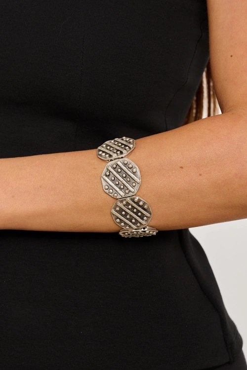 Kiraz Elastic Silver Plated Bracelet