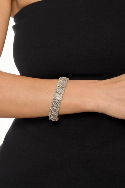 Kiraz Elastic Silver Plated Bracelet