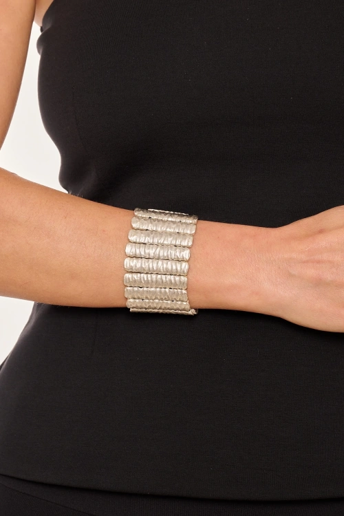 Kiraz Elastic Silver Plated Bracelet