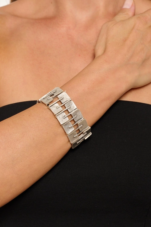 Kiraz Elastic Silver Plated Bracelet