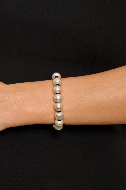 Kiraz Elastic Silver Plated Bracelet