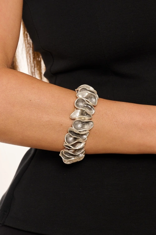 Kiraz Elastic Silver Plated Bracelet