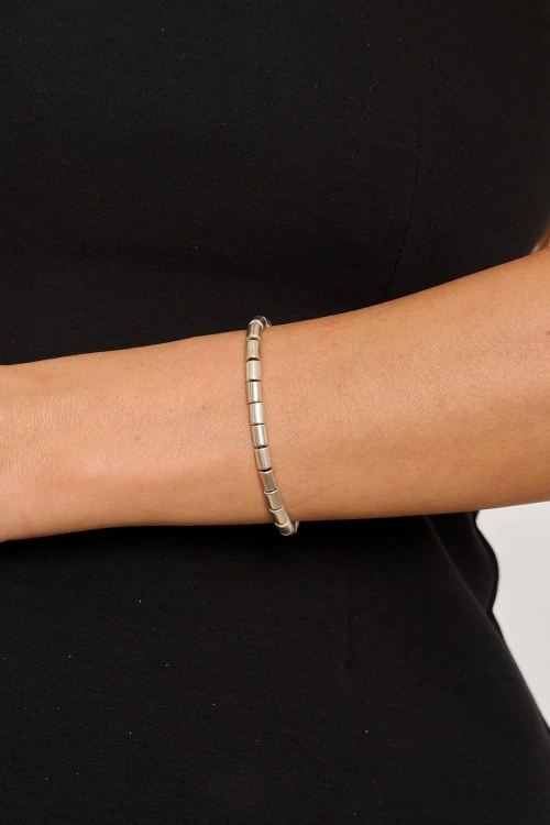 Kiraz Elastic Silver Plated Bracelet