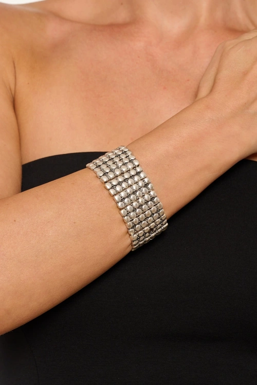 Kiraz Elastic Silver Plated Bracelet