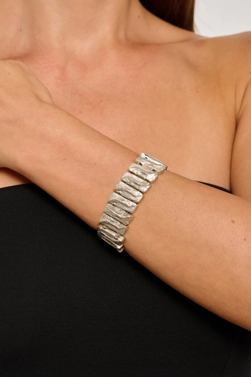 Kiraz Elastic Silver Plated Bracelet