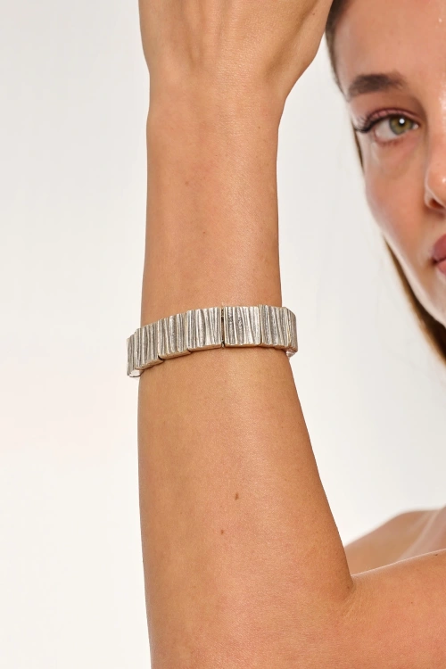 Kiraz Elastic Silver Plated Bracelet