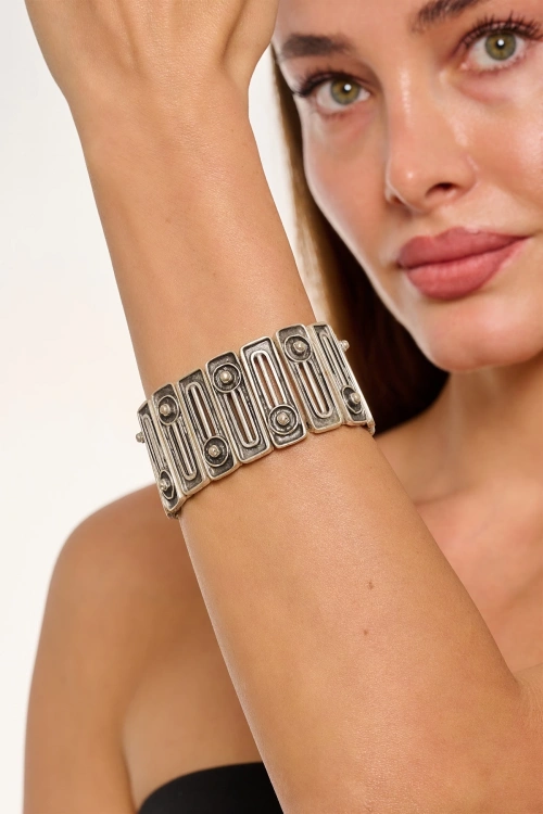 Kiraz Elastic Silver Plated Bracelet