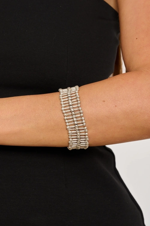 Kiraz Elastic Silver Plated Bracelet