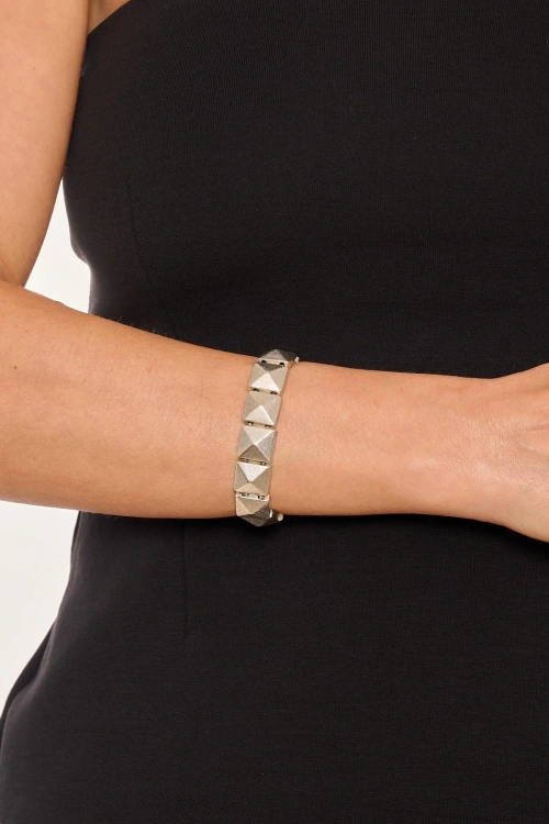 Kiraz Elastic Silver Plated Bracelet