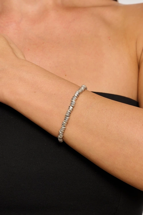 Kiraz Elastic Silver Plated Bracelet
