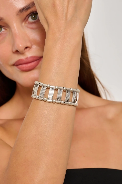 Kiraz Elastic Silver Plated Bracelet