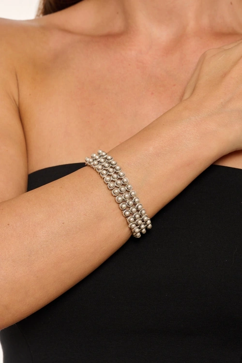 Kiraz Elastic Silver Plated Bracelet
