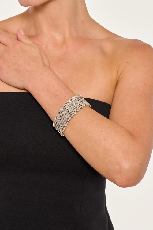 Kiraz Elastic Silver Plated Bracelet