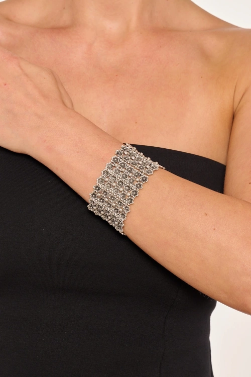 Kiraz Elastic Silver Plated Bracelet