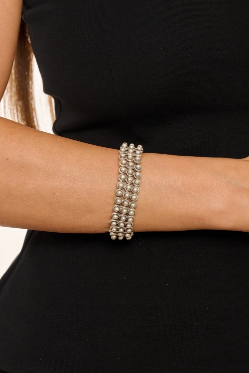 Kiraz Elastic Silver Plated Bracelet
