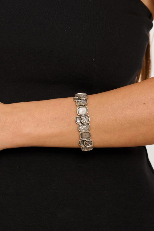 Kiraz Elastic Silver Plated Bracelet