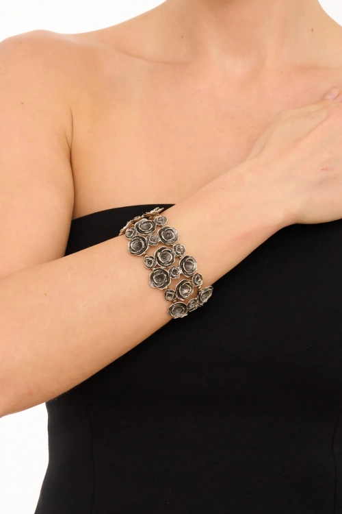 Kiraz Elastic Silver Plated Bracelet