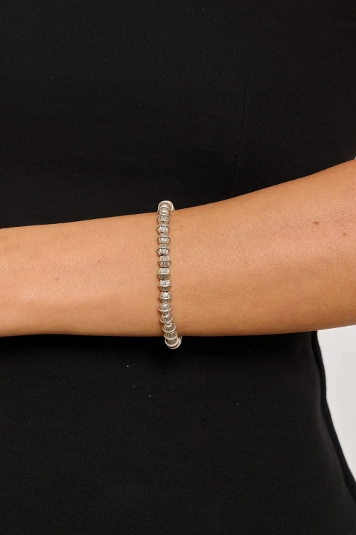 Kiraz Elastic Silver Plated Bracelet