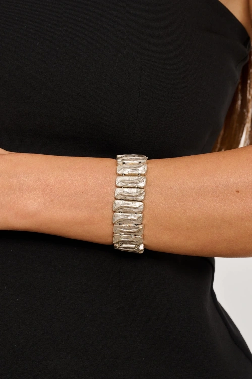 Kiraz Elastic Silver Plated Bracelet