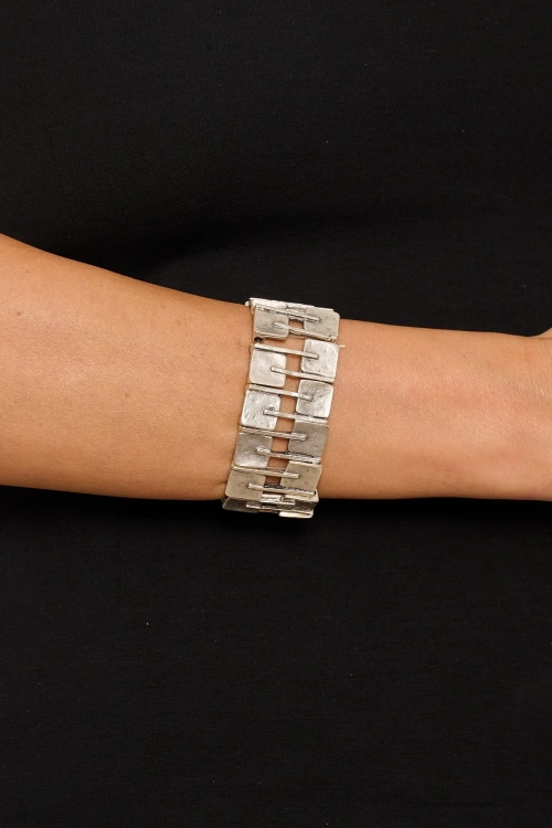 Kiraz Elastic Silver Plated Bracelet