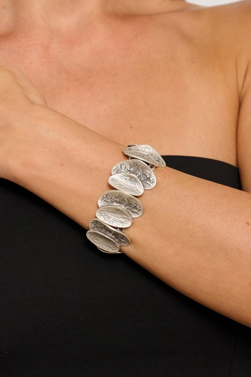 Kiraz Elastic Silver Plated Bracelet