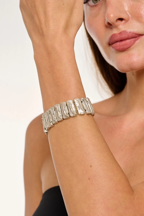 Kiraz Elastic Silver Plated Bracelet