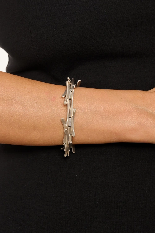 Kiraz Elastic Silver Plated Bracelet
