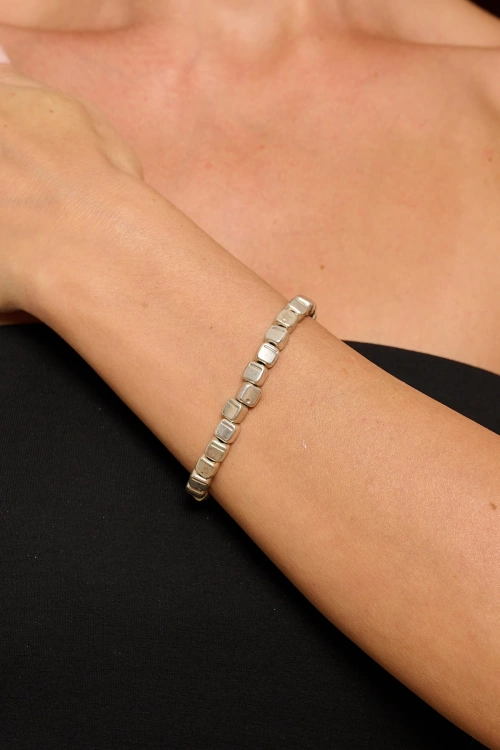Kiraz Elastic Silver Plated Bracelet