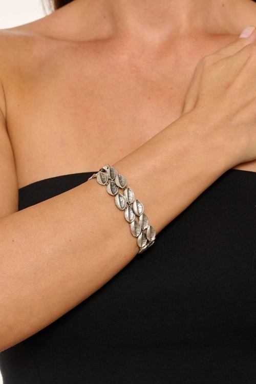 Kiraz Elastic Silver Plated Bracelet