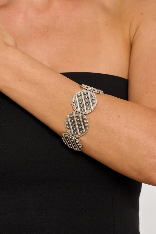 Kiraz Elastic Silver Plated Bracelet