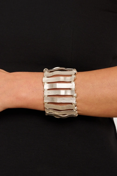 Kiraz Elastic Silver Plated Bracelet