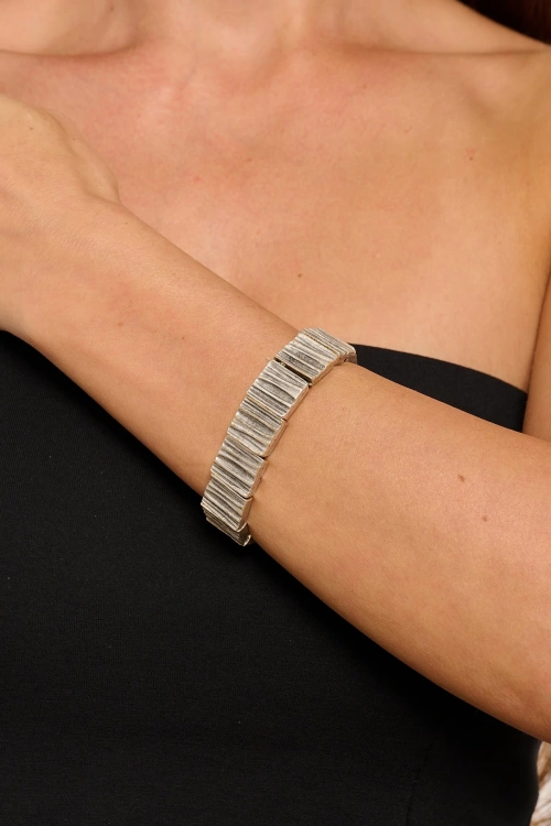 Kiraz Elastic Silver Plated Bracelet