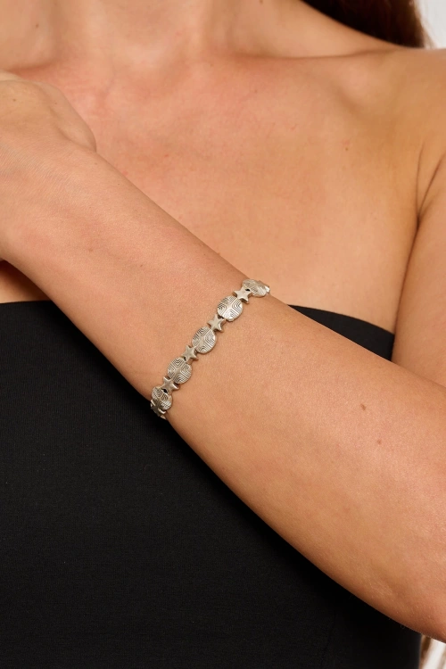 Kiraz Elastic Silver Plated Bracelet