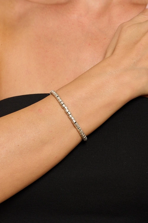Kiraz Elastic Silver Plated Bracelet