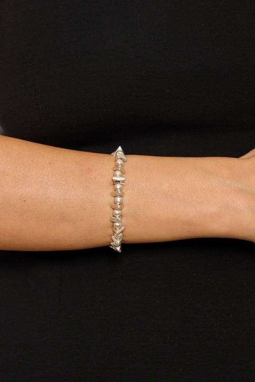 Kiraz Elastic Silver Plated Bracelet