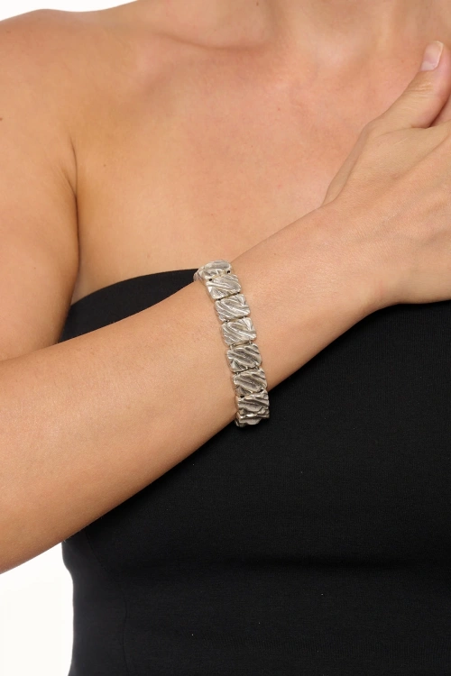 Kiraz Elastic Silver Plated Bracelet