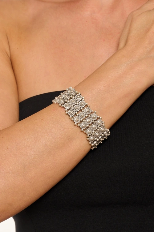 Kiraz Elastic Silver Plated Bracelet